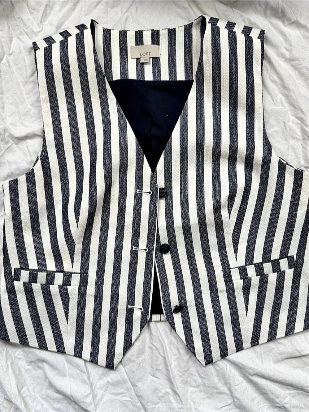 LOFT Women’s Striped Vest in Navy & White